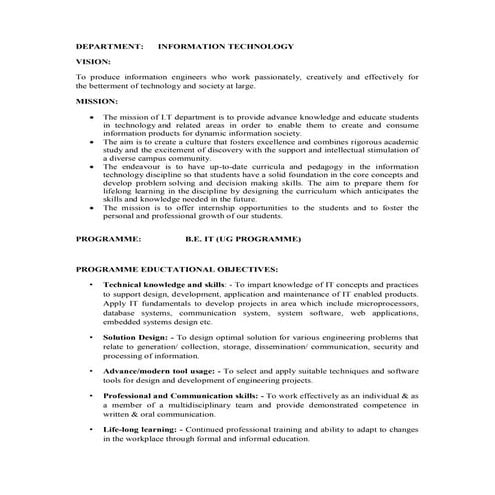 Panjab University UIET IT Syllabus 2014-15