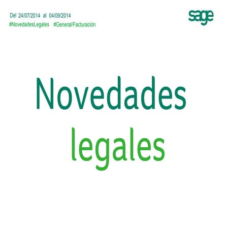 #Facturación Novedades Legales julio - septiembre 