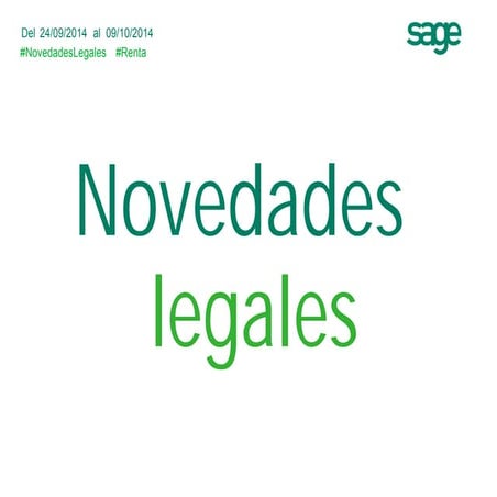 #Renta - Novedades Legales - Octubre 2014