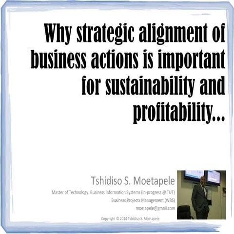 Why strategic alignment of business actions is important for sustainability a...