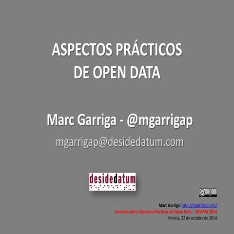 Aspectos Prácticos de Open Data - SICARM