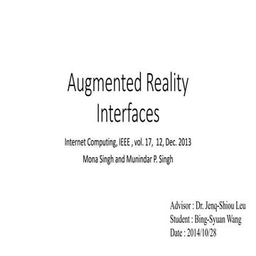 Lab Meeting - 20141028 - Augmented Reality Interfaces