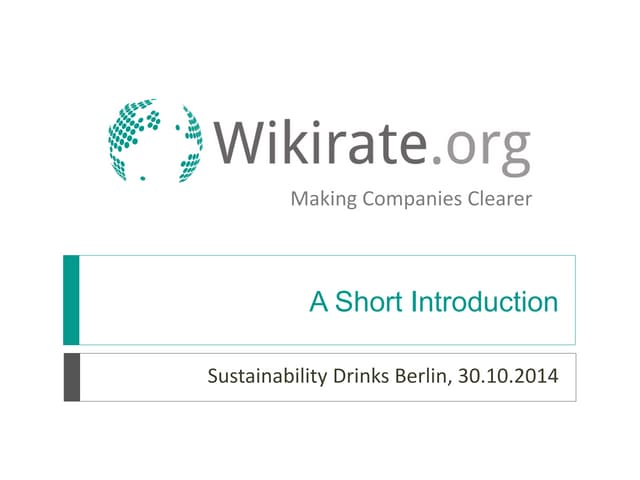 Wikirate presentation @ Sustainability Drinks Berlin