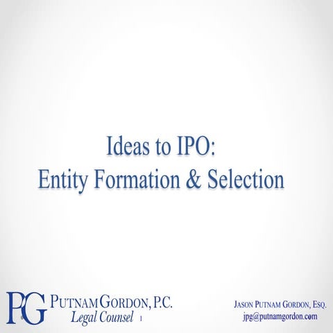 Intellectual Property Primer - Entity Formation and Selection