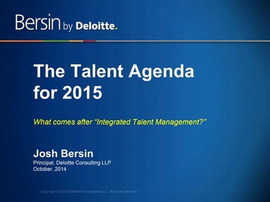 The New Model for Talent Management:  Agenda for 2015