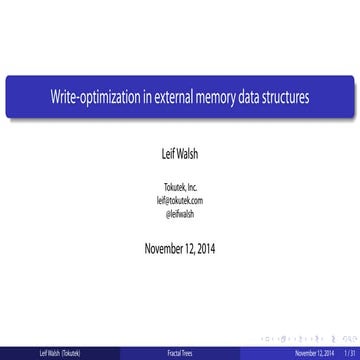 Write optimization in external memory data structures | PPT