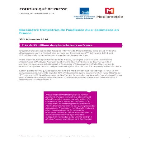 2014 11 18 cd p médiamétrie fevad _t3 2014