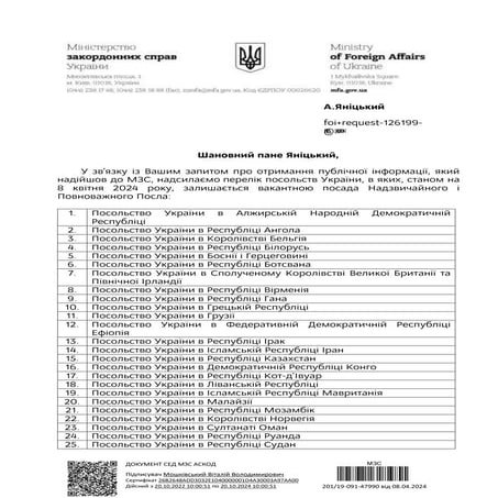 МЗС про кількість вакансій у посольствах