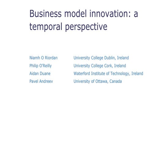 The business model innovation process: a temporal perspective