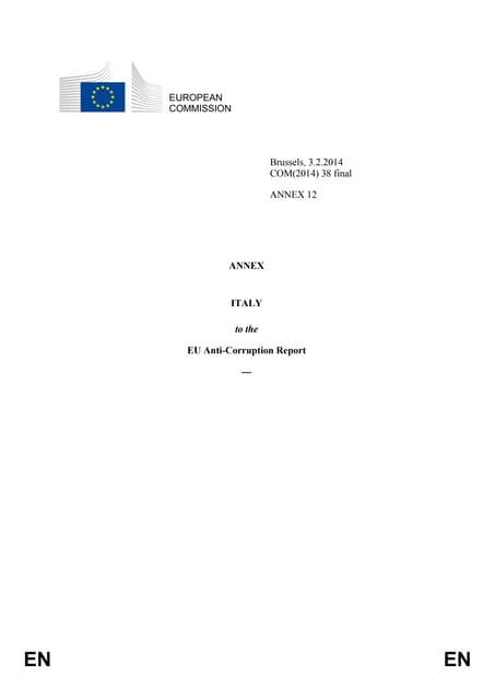 Report anticorruzione Ue 2014 - Italia