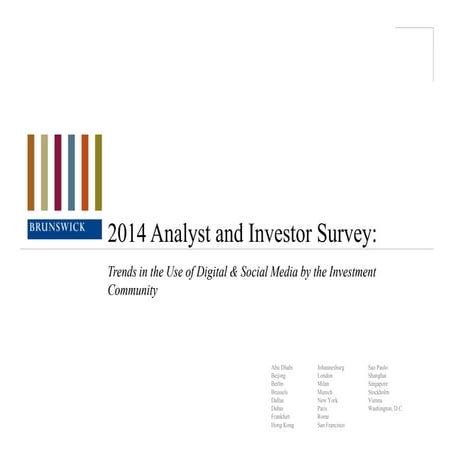 2014 Brunswick Investor Use of Digital and Social Media Survey