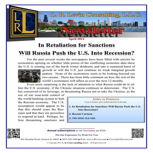 In Retaliation for Sanctions Will Russia Push the U.S. Into Recession?