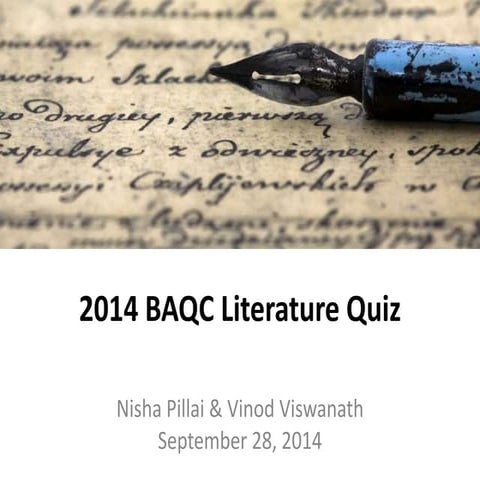 BAQC Literature Quiz 2014