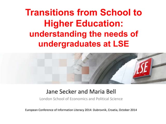 Transitions from school to higher education: understanding the needs of under...