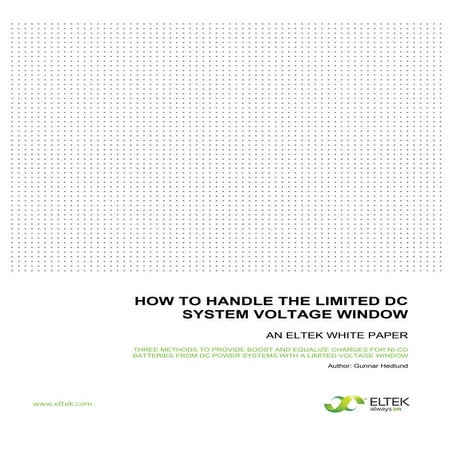 Boost and equalize charge with limited voltage window  - an Eltek White Paper