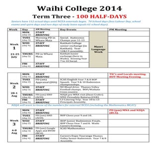 2014 calendar   rest of year as at ...