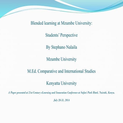 2014 e learning innovations conference stephano nalaila blended learning