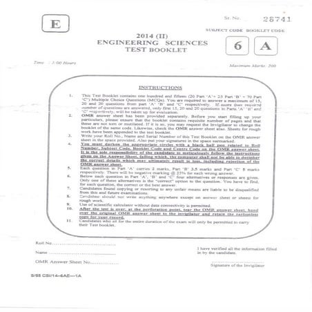 CSIR UGC JRF/NET 2014 DEC ENG SCI