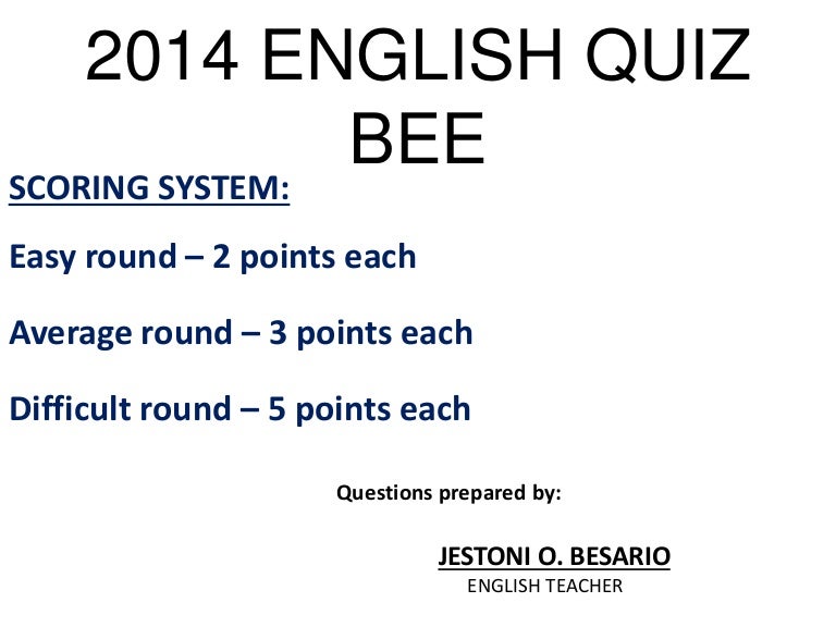 2014 English Quiz Bee Best