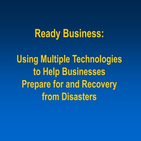 2014 eXtension Conference - Business Continuity for Small Businesses 