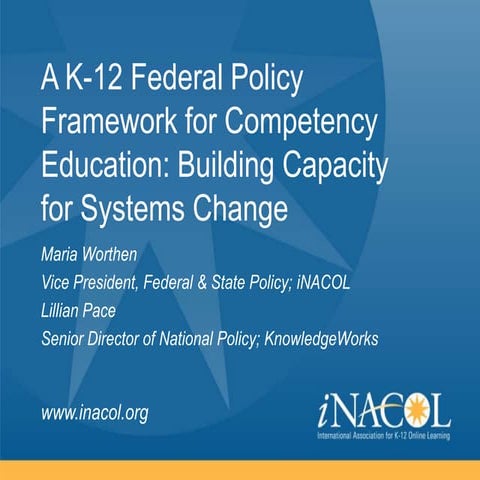 Leadership Webinar: A K-12 Policy Framework for Competency Education
