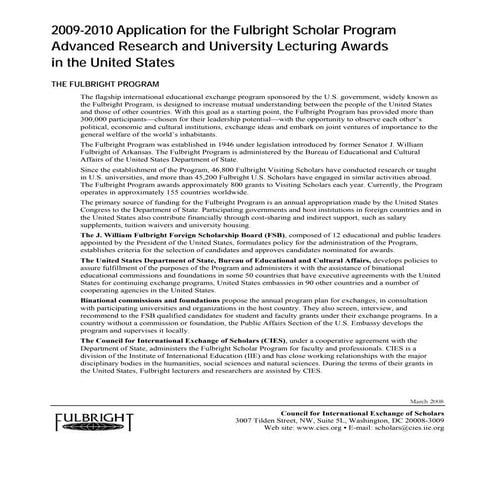 2014 Fulbright Scholar Application Pdf