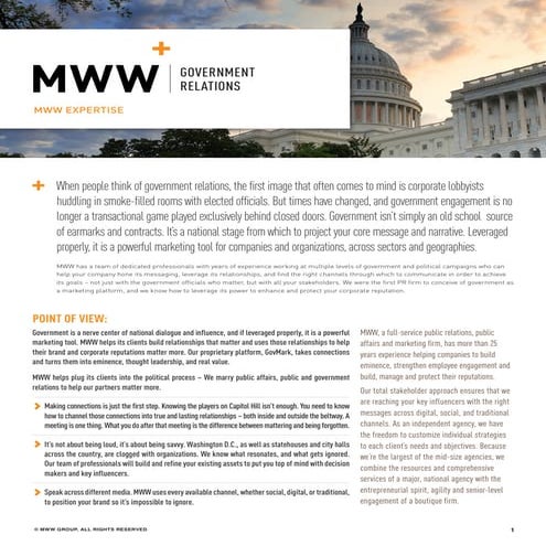 MWW Expertise: Government Relations