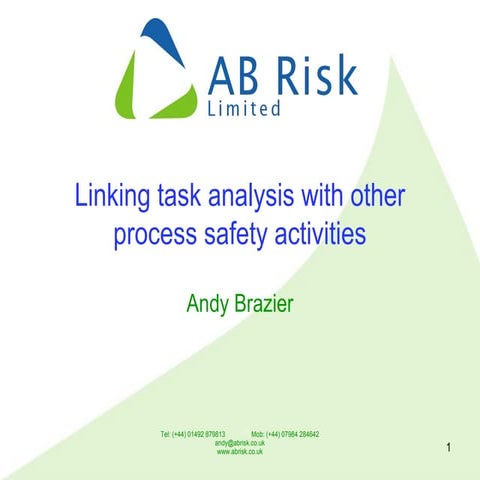 2014 Hazards - Linking task analysis with other process safety activities