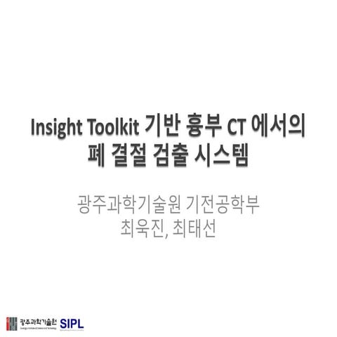 Insight toolkit을 이용한 삼차원 흉부 ct 영상분석 및 폐 결절 검ᄎ...