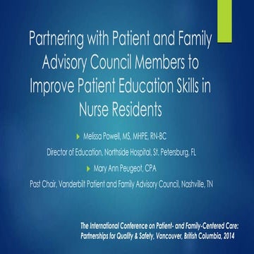 Partnering with Patients as Teachers for Nurse Residents