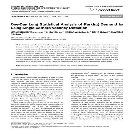 One-Day Long Statistical Analysis of Parking Demand by Using Single-Camera Va...