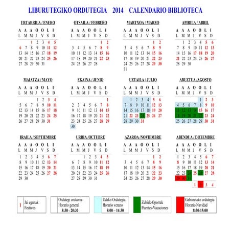 2014 liburutegi egutegia
