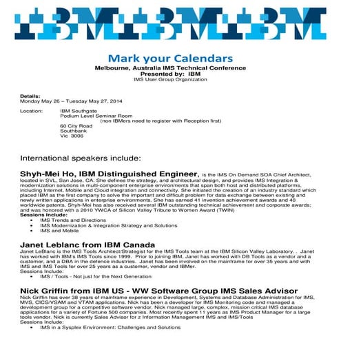 2014 melbourne ims technical confernce