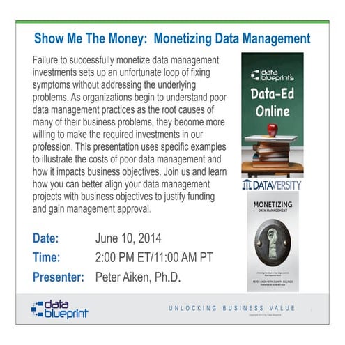 Data-Ed Online: Monetizing Data Management