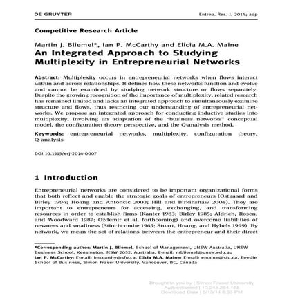 An Integrated Approach to Studying Multiplexity in Entrepreneurial Networks