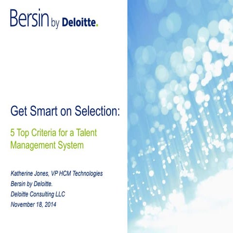 Bersin by Deloitte: Get Smart on Selection 