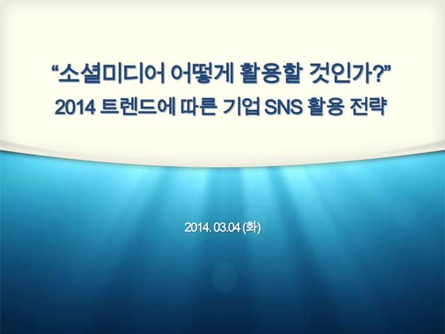 2014 트렌드에 따른 기업 소셜미디어SNS 활용 전략