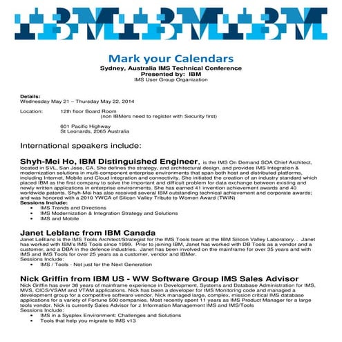 Agenda - IMS UG May 2014 Sydney