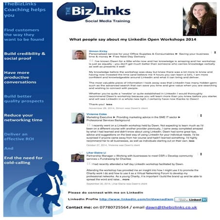 Linkedin Workshop Testimonials 2014