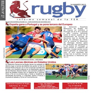 Boletín semanal de rugby de la FER