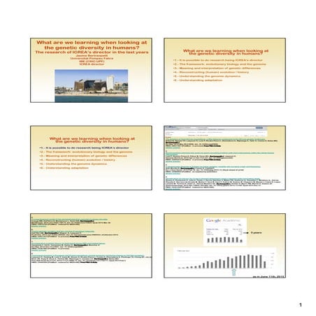 67th ICREA Colloquium "What are we learning when looking at the genetic diver...