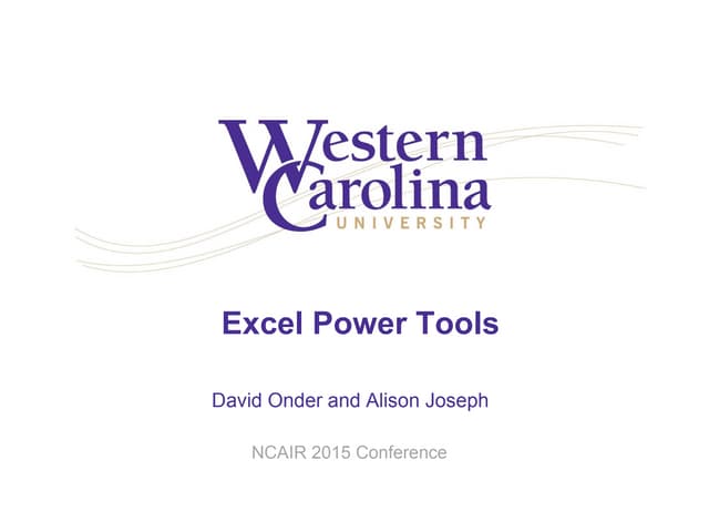 2015 NCAIR Excel Power Tools