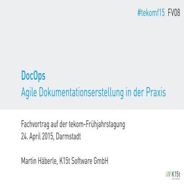 DocOps – Agile Dokumentationserstellung in der Praxis 