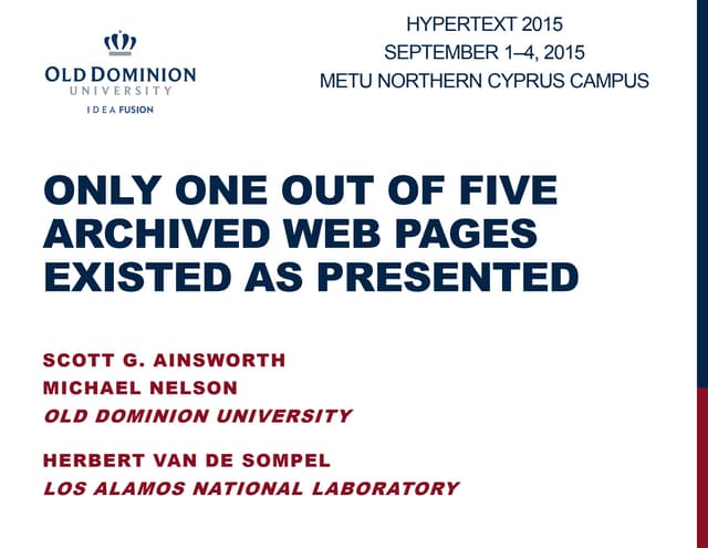 Only One Out of Five Archived Web P...