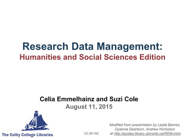 Research Data Management in the Humanities and Social Sciences