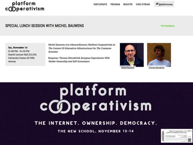 Platform Cooperativism: Special Lunch Session with Michel Bauwens - Response:...