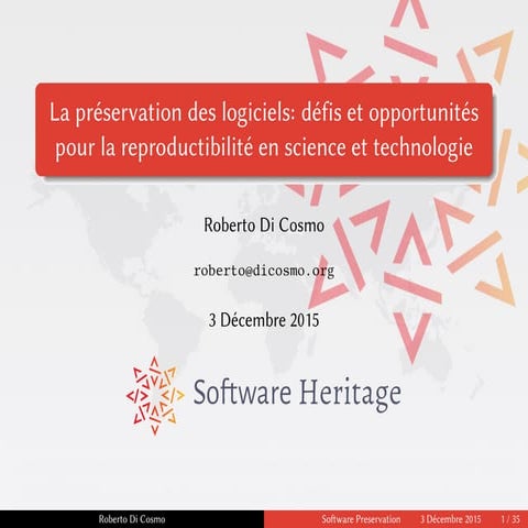 La préservation des logiciels: défis et opportunités pour la reproductibilité...