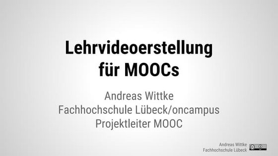 Lehrvideoerstellung für MOOCs