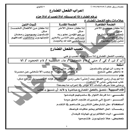 الثانى الثانوى   لغة عربية2015شاملة ترم أول