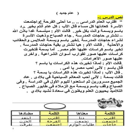 مذكرة اللغة العربية للصف الثالث الابتدائى الترم الاول 2015 المنهج المطور أ. ع...
